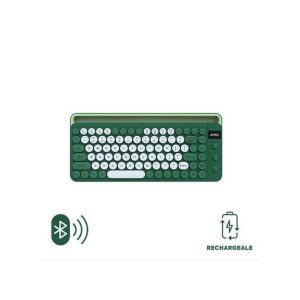 Jedel Clavier rechargeable sans fil 2.4Ghz + double Bluetooth avec support Téléphones et tablettes