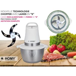 Homy Creative Chopper INOX Hachoir Électrique à Lames S Cyclone - Meilleur Prix Multifonction