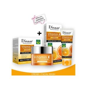 Ensemble 2 Pcs, Nettoyant Pour Le Visage et Crème blanchissant à la Vitamine C Pour Le Visage