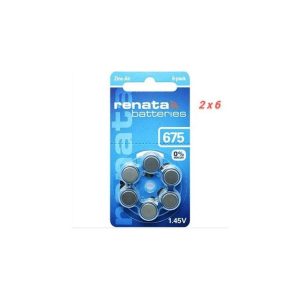 Renata PILES POUR APPAREILS AUDITIFS Size 675 - pack 2 x 6 piles