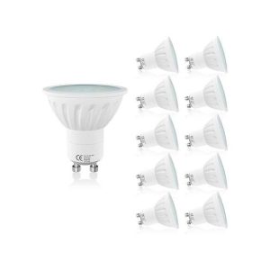Lot de 10 ampoules LED GU10, 7W, BLANCHE, (10 pièces, 6500K)