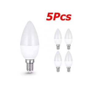 5Pcs LED Lamp E14 bougie couleur Blanc Décor À La Maison Lustre