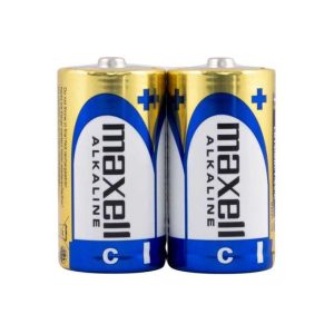 Maxell 2 Piles Alcaline 1.5v Type C // Alcaline LR14 Taille C // Blister 2 Pile