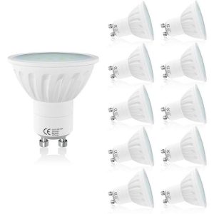 Lot de 10 ampoules LED GU10, 7W, JAUNE, (10 pièces, 3000K)