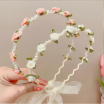 Bandeaux en perles rose et blanc pour filles et femmes