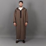 Jabador Maroc Djellaba Flanelle Homme haute couture - Marron