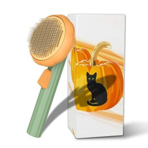 Brosse Citrouille Auto-Nettoyante avec Bouton, Peigne Multifonction pour Chats, Chiens et Lapins Massage et Élimination Efficace des Poils