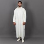 Jabador Maroc Djellaba MLIFA a la main haute couture- blanc cassé