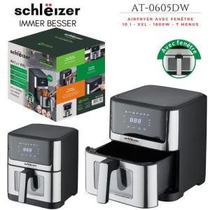 schlëizer AirFryer XXL écran LED tactile 10 litres avec fenêtre - 1800w, 7 programmes.