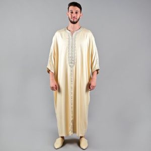 Jabador Maroc Gandoura MLIFA a la main haute couture - crémé