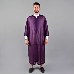 Jabador Maroc Gandoura soussdi à la main - Mauve