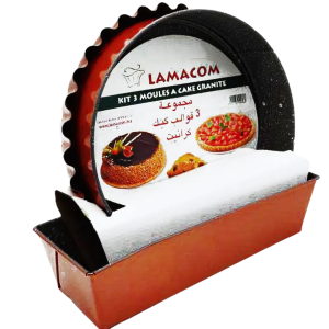 Lamacom Set 3 Moules a Cake Granite / Moules anti-adhérent - 3 formes