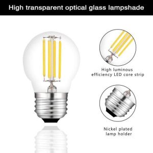4 Ampoules G45 LED 4W filament Blanc Chaud 2700K (lumières jaune)