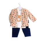Ensemble bébé veste à pois, t-shirt ourson et pantalon velours