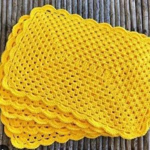 Sousplat de Crochet Jaune