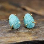 Boucle d'oreille Ethnique en Amazonite