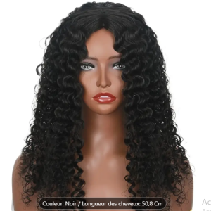Perruque pour femmes, cheveux longs et ondulés - Noir, Rouge, Marron - 50cm