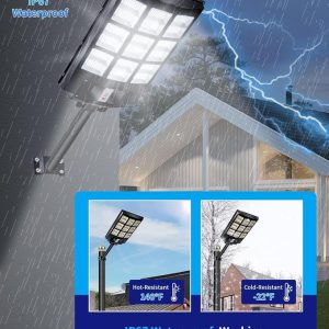 LED Street Light luminaire solaire sans fil 150w avec télécommande et support, détecteur de mouvement extérieur