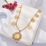 Chaîne en Acier Inoxydable Doré - Style Pièce de Monnaie