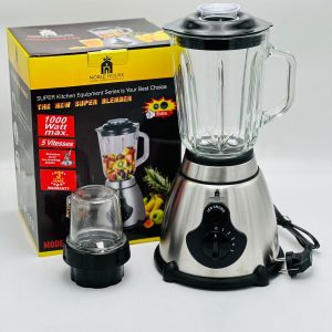 Mixeur 1000 W blender 5 vitesses + ice crush bol en verre 1,5l + moulin à épice