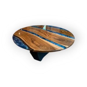 Table basse en résine époxy à rayures bleues, pour la maison
