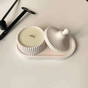 Pack DUO décoratif composé d’un plateau et boite bougie avec couvercle