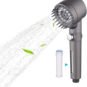 Tête de Douche Haute Pression,à 3 Modes réglages de pulvérisation,brosse massage