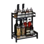 Étagère de cuisine à 2 niveaux pour épices, organisateur de plan de travail de cuisine pour pots à épices et égouttoir à vaisselle pour le rangement du plan de travail de la cuisine à domicile Marque : Uponer