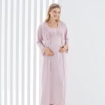 Pyjama robe dentelle grossesse Allaitement 2pcs : Rose