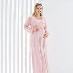 Pyjama robe dentelle grossesse Allaitement 2pcs : Saumon