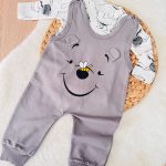 Tenue salopette bébé avec pull gris- Winnie the pooh
