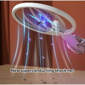 Raquette Anti-Moustiques Électrique Pliable avec Lumière UV