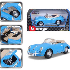 Miniature voiture de collection porche 365b classique Échelle 1/18 couleur bleu