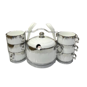 Ensembles de service à soupe avec 6 tasses -métalliques dorés ou argentés