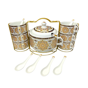 Ensemble de Service à Soupe avec 6 Tasses et Grand Bol et Support , une Louche