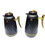 Set de 2 bouteilles isothermes, design élégant -  noir et beige