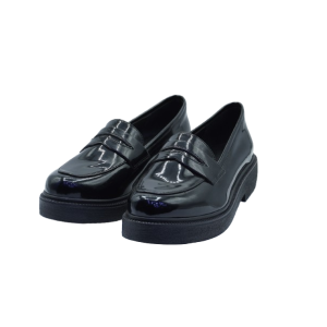 Mocassins à plateau – Cuir Noir Vernis