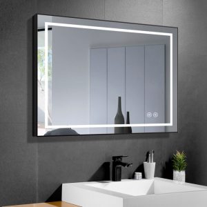 Miroir de salle de bain avec éclairage LED 80/60, 8114 black horizontal