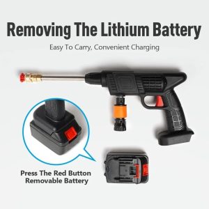 Pistolet à eau électrique haute pression Portable multifonctionnel, pistolet de lavage de voiture, de jardin et de maison, sans fil, Rechargeable + 2 batteries au Lithium