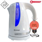 Bouilloire Électrique Lamacom 1,7 Litre - 2200 Watt - Chaudière à eau équipée d'une technologie d'extinction intelligente, conception sans fil à 360 degrés - Design moderne
