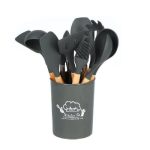Set D'ustensiles De Cuisine 12 Pièces En Silicone gris