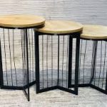 BTM Table Basse Ronde, Set de 3, Table d'appoint pour Chambre à Coucher Balcon, Tables gigognes pour Salon,Table Basse Ronde, d'appoint pour Chambre à Coucher Balcon,Brun