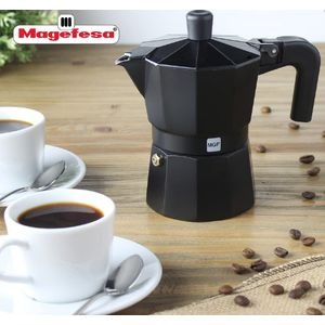 Magefesa Cafetière italienne (MAGEFESA) Kenya d'une capacité de 6 tasses, en aluminium extra épais, moka, café, compatible avec les cuisinières à gaz, céramiques et électriques, NE CONVIENT PAS À L'INDUCTION