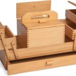 Coffret de rangement en bois à 4 niveaux pour loisirs créatifs, couture, cadeau de passe-temps, 23 x 41 x 28 cm
