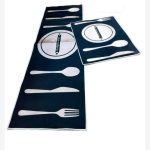 Lot de 2 Tapis de Cuisine Antidérapants Lavables avec Autocollant - Designs Assiette
