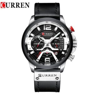 CURREN 8329 Montre Business Hommes Simple Sport Montre-bracelet Trois Sous-cadrans ATM Étanche Noir
