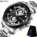 Curren Montre chronographe étanche en acier inoxydable pour homme