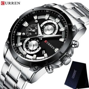 Curren Montre chronographe étanche en acier inoxydable pour homme