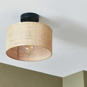 Luminaire Suspendu LIBERIA rond 30cm Raphia Zen Design Naturel