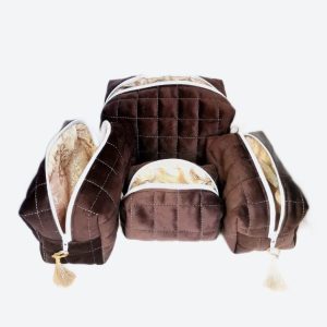 Trousse à Cosmétiques  - Marron - Tailles XL, L, et M